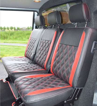 VW Transporter T5 Kombi (Captain Seats) Seat Covers Red Diamond Quilted