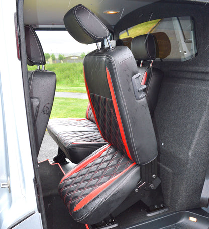 VW Transporter T6 Kombi (Captain Seats) Seat Covers Red Diamond Quilted
