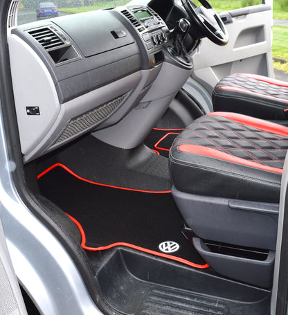 VW Transporter T5 Kombi (Captain Seats) Seat Covers Red Diamond Quilted