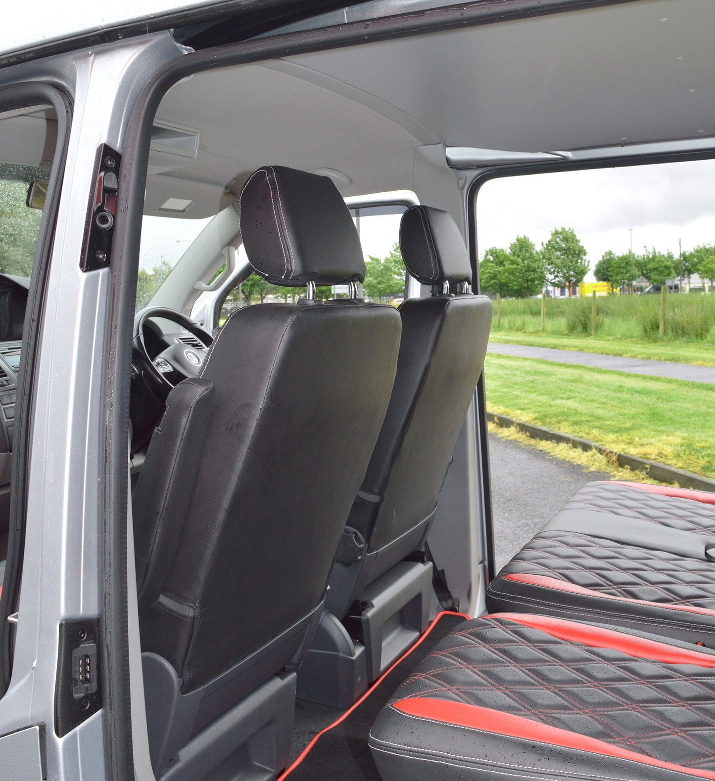 VW Transporter T6 Kombi (Captain Seats) Seat Covers Red Diamond Quilted