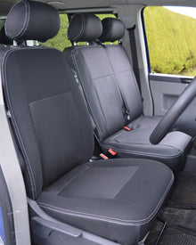 Volkswagen Transporter T5 9 Seater Black Seat Covers with Double Top Stitching