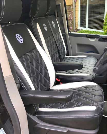 Volkswagen Transporter T5 Diamonds - Black with White Inserts VW Logos