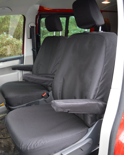 Volkswagen VW Transporter T6 Kombi Heavy Duty Van Seat Covers - Black Captain Seat