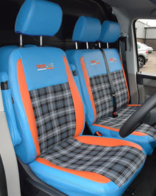 Volkswagen Transporter T5 Tartan - Light Blue / Orange Inserts