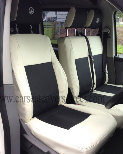 Volkswagen Transporter T5 White & Black Seat Covers