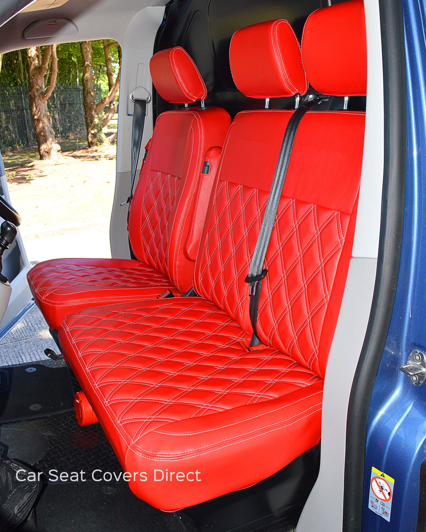 Volkswagen Transporter T6 - Red With White Diamond Stitched