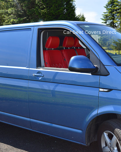 Volkswagen Transporter T5 - Red With White Diamond Stitched