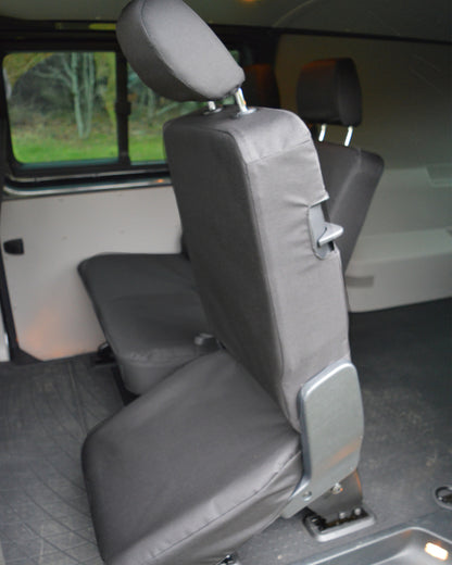 Volkswagen VW Transporter T5 Kombi Heavy Duty Van Seat Covers - Black Captain Seat