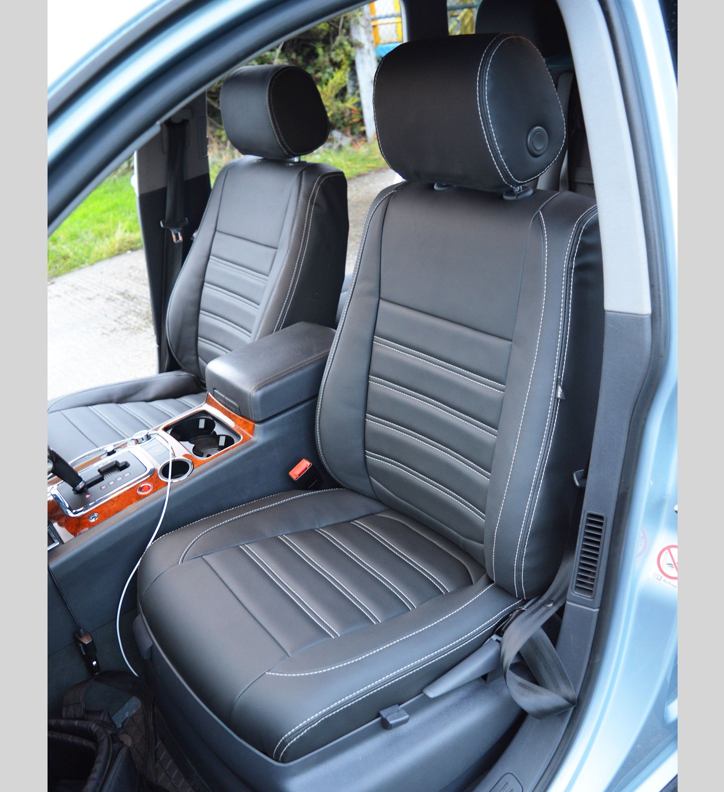 Volkswagen VW Touareg Tailored Quilted Black Car Seat Covers (Fronts Only)