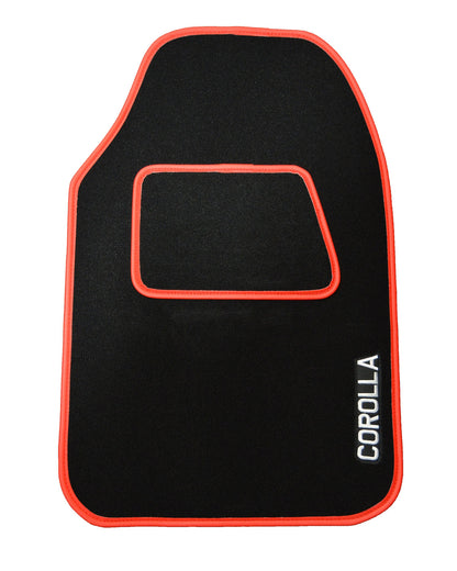 Toyota Corolla Red Edged Custom-Made Floor Mats 2x logos