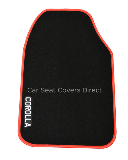 Toyota Corolla Red Edged Custom-Made Floor Mats 2x logos
