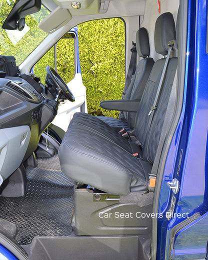 Ford Transit LWB - Navy Leatherette Diamonds With Navy Stitching & Logos