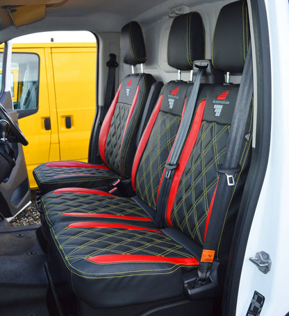 Ford Transit - Black & Red Inserts With Yellow Stitching