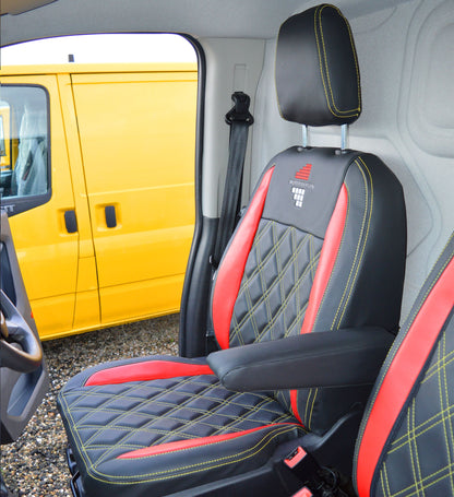 Ford Transit - Black & Red Inserts With Yellow Stitching