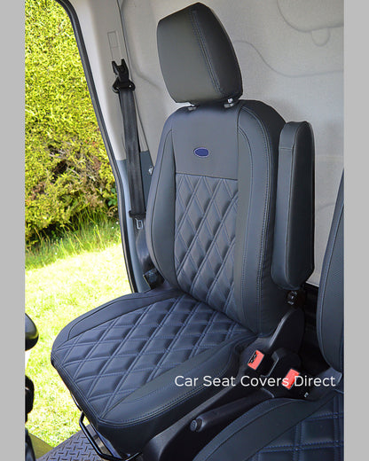 Ford Transit LWB - Navy Leatherette Diamonds With Navy Stitching & Logos