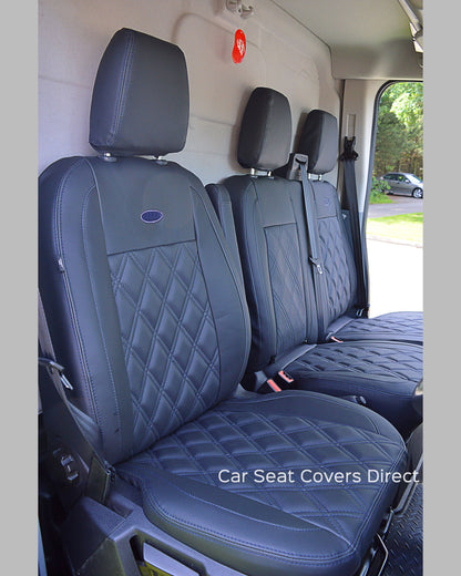 Ford Transit LWB - Navy Leatherette Diamonds With Navy Stitching & Logos