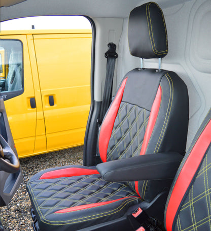 Ford Transit - Black & Red With Diamond Stitch