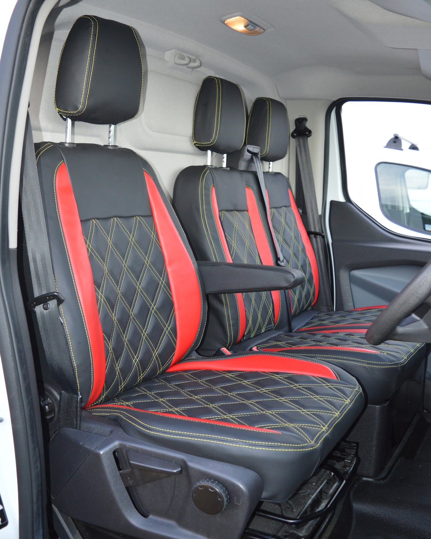 Ford Transit - Black & Red With Diamond Stitch