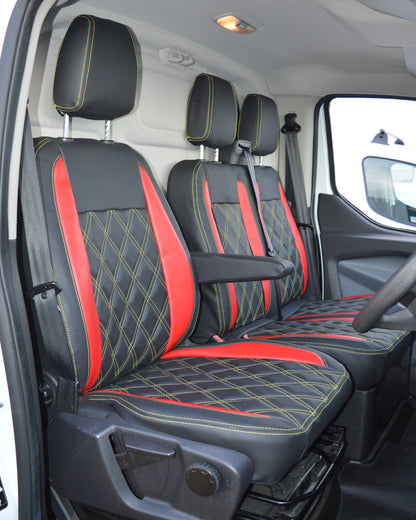 Ford Transit - Black & Red With Diamond Stitch