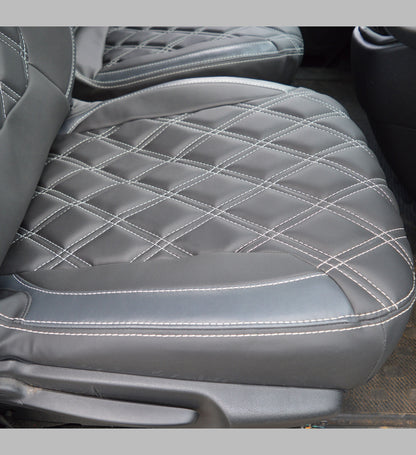 Vauxhall / Opel Vivaro Leather Look Double Diamond Seat Covers - Charcoal & Modena Grey