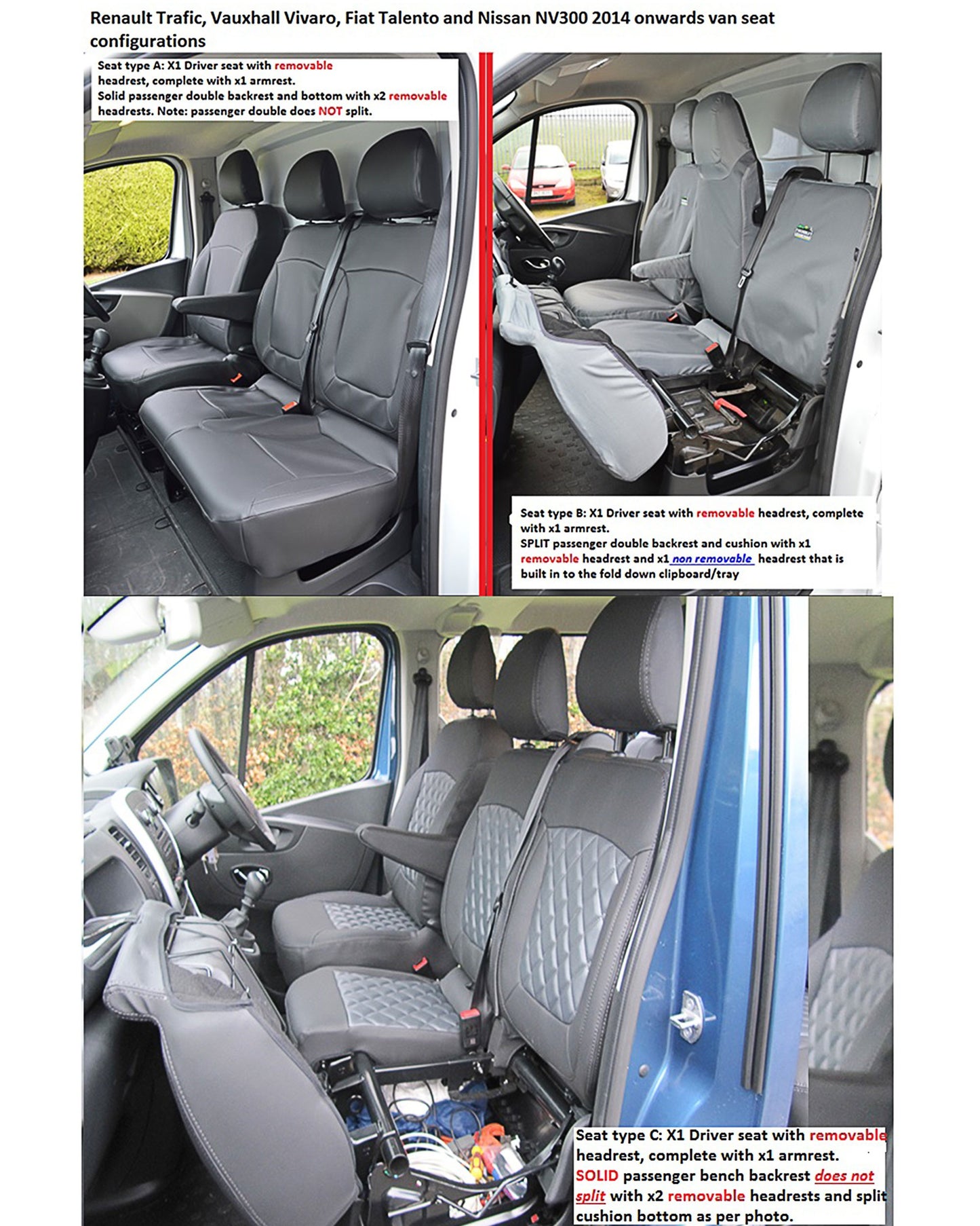 Opel / Vauxhall Vivaro Sportive Crew Cab Tailored Seat Covers