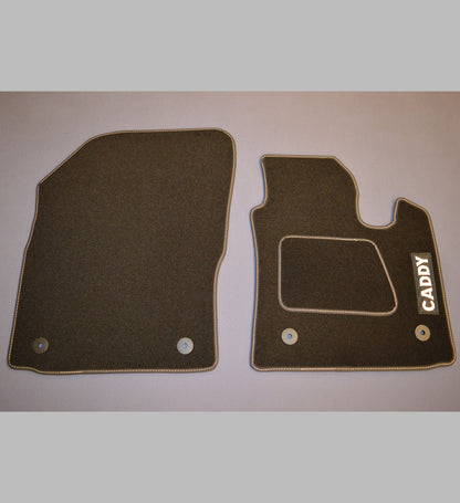 Volkswagen VW Caddy Floor Mats With Logo & Leatherette Binding