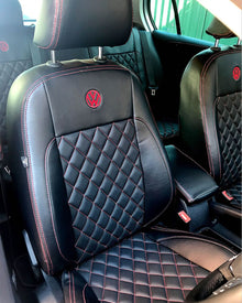 Volkswagen VW Golf MK5 / MK6 Tailored Seat Covers - Black with Diamonds & Red Stitching