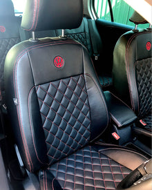 Volkswagen VW Golf MK5 / MK6 Tailored Seat Covers - Black with Diamonds & Red Stitching