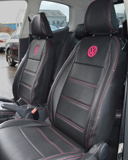 Volkswagen VW Golf MK5 / MK6 Tailored Seat Covers - Black with Pink Stitching