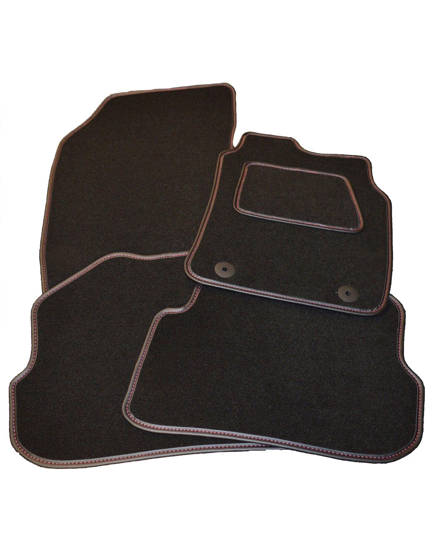 Audi A1 Carpet Mats - Black Edgeing & Pink Stitch