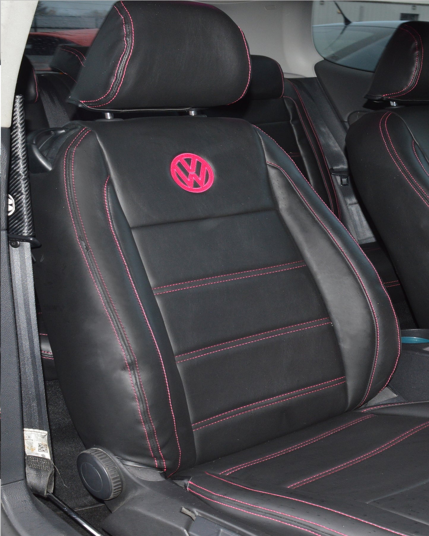 Volkswagen VW Golf MK5 / MK6 Tailored Seat Covers - Black with Pink Stitching