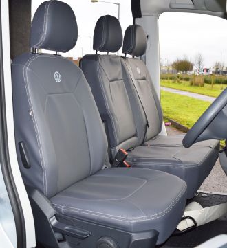 1 Rhinos-Autostyling FOR VW VOLKSWAGEN CRAFTER 2014 2 Black Quilted Diamond Leather Premium Van Seat Covers Single Drivers And Double Passengers Seat Covers 