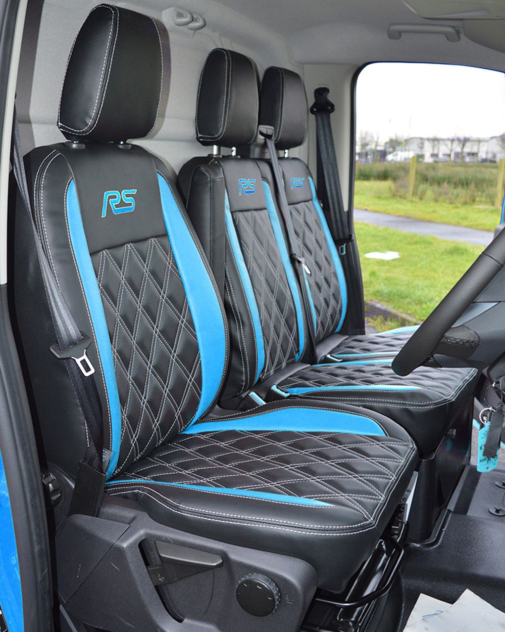 Ford Transit Custom RS Seat Covers - Black & Blue